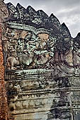 Angkor - Banteay Samre, West Gopura of the second enclosure, half-fronton of the east (inner) side decorated with gods on their mounts.